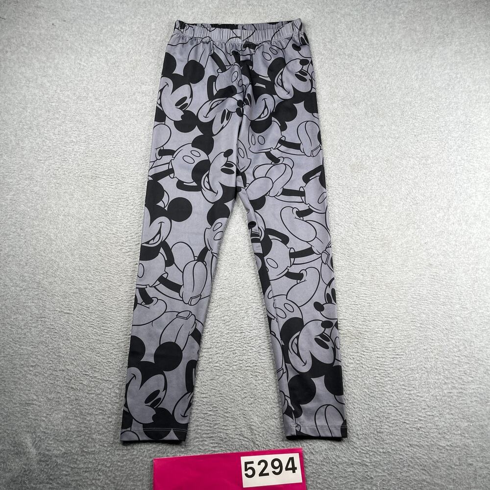 Disney Mickey Mouse Print Stretch Pants Womens Medium Gray Black